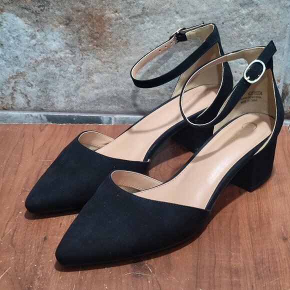 C Est 1946 Womens Ankle Strap Chunky Heel Pointed Toe Pump Dress Shoes Sz 9W - Picture 12 of 13